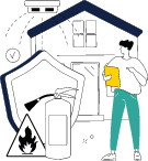 ilustracion vecino frente a su chalet
